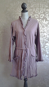 Bella Notte French Terry Amethyst Purple Ruffled Cotton Robe