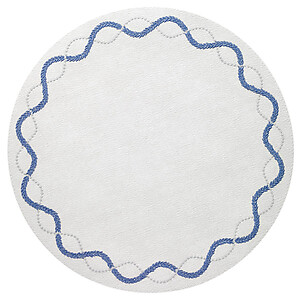 Bodrum Olympia Blue and Silver Round Easy Care Placemats - Set of 4