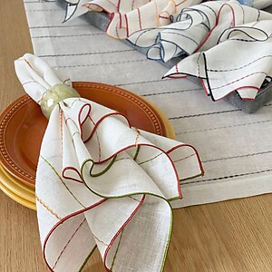 Bodrum Porto Navy and Periwinkle Striped Napkins - Set of 4