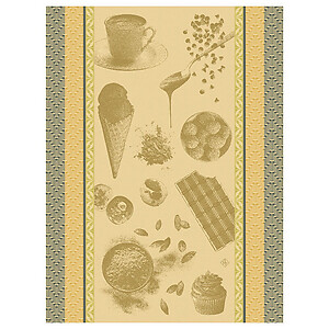 Le Jacquard Francais Chocolats Recettes Yellow Cotton Tea Towel