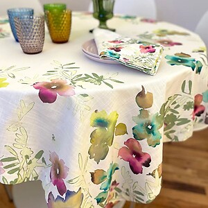Bodrum Enchanted Garden: Vibrant Watercolor Table Linens