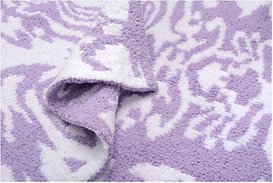 Kashwere Half Throw Blanket Damask Lavender Purple and White