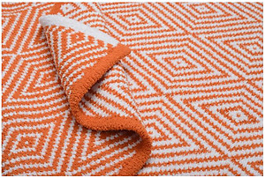 Kashwere Half Throw Blanket Diamond Orange and White