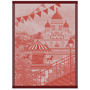 Le Jacquard Francais Promenade Parisienne Red Cotton Tea Towel