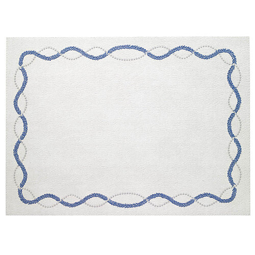 Bodrum Olympia Blue and Silver Rectangle Easy Care Placemats - Set of 4