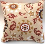 Floral Decorative Pillow. Gold, Terracotta, Brown