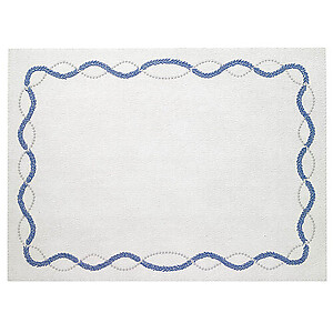 Bodrum Olympia Blue and Silver Rectangle Easy Care Placemats - Set of 4
