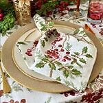 Bodrum Holly Berry Holiday Linens