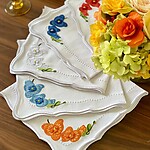 Bodrum Violeta Embroidered Floral Napkins - Set of 4
