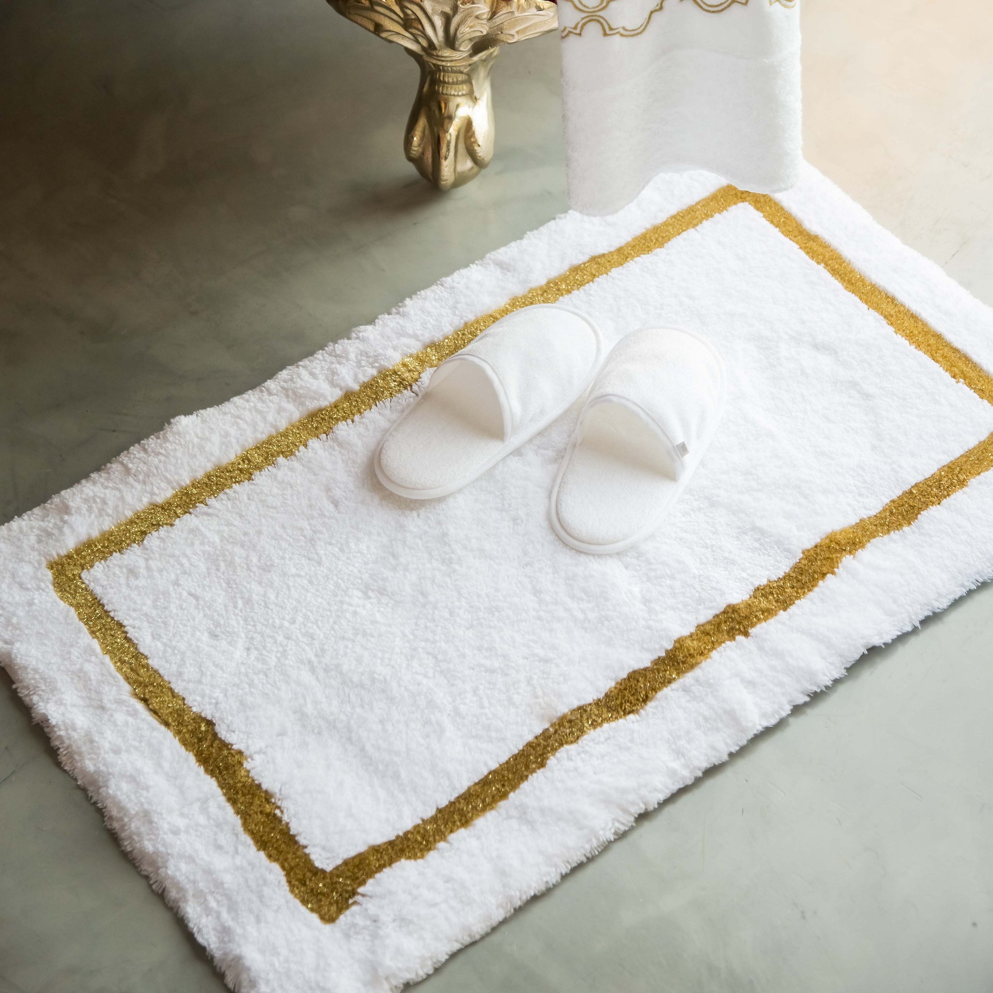 Abyss Habidecor Karat White, Gold or Silver Bath Rug Brulee Home