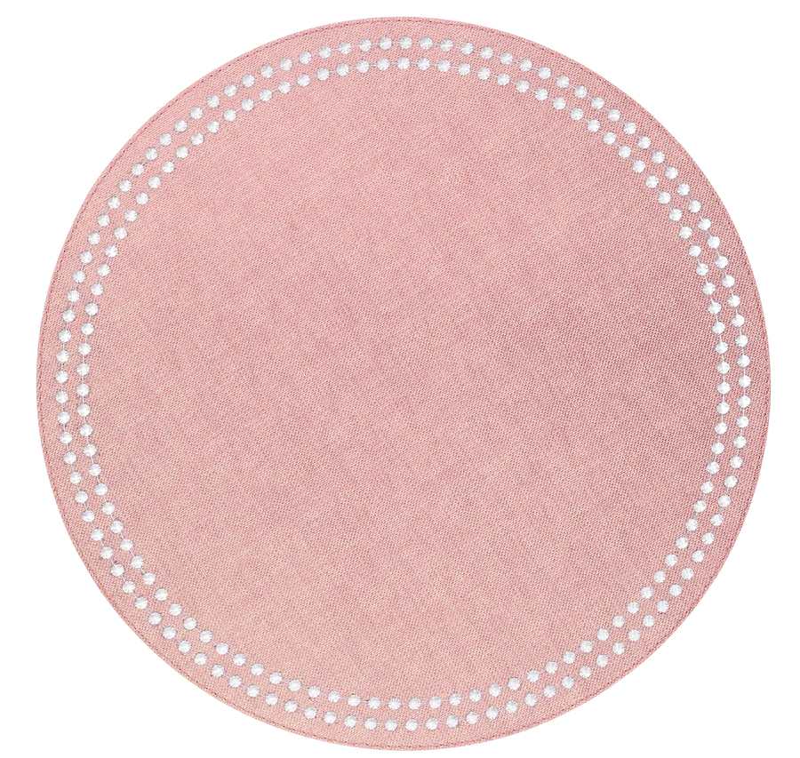 Bodrum Pearls Rose Pink and White Round Easy Care Placemats Set of 4