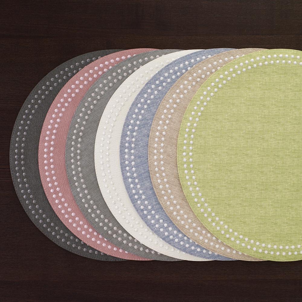 Bodrum Pearls Bluebell and White Round Easy Care Placemats Set of 4