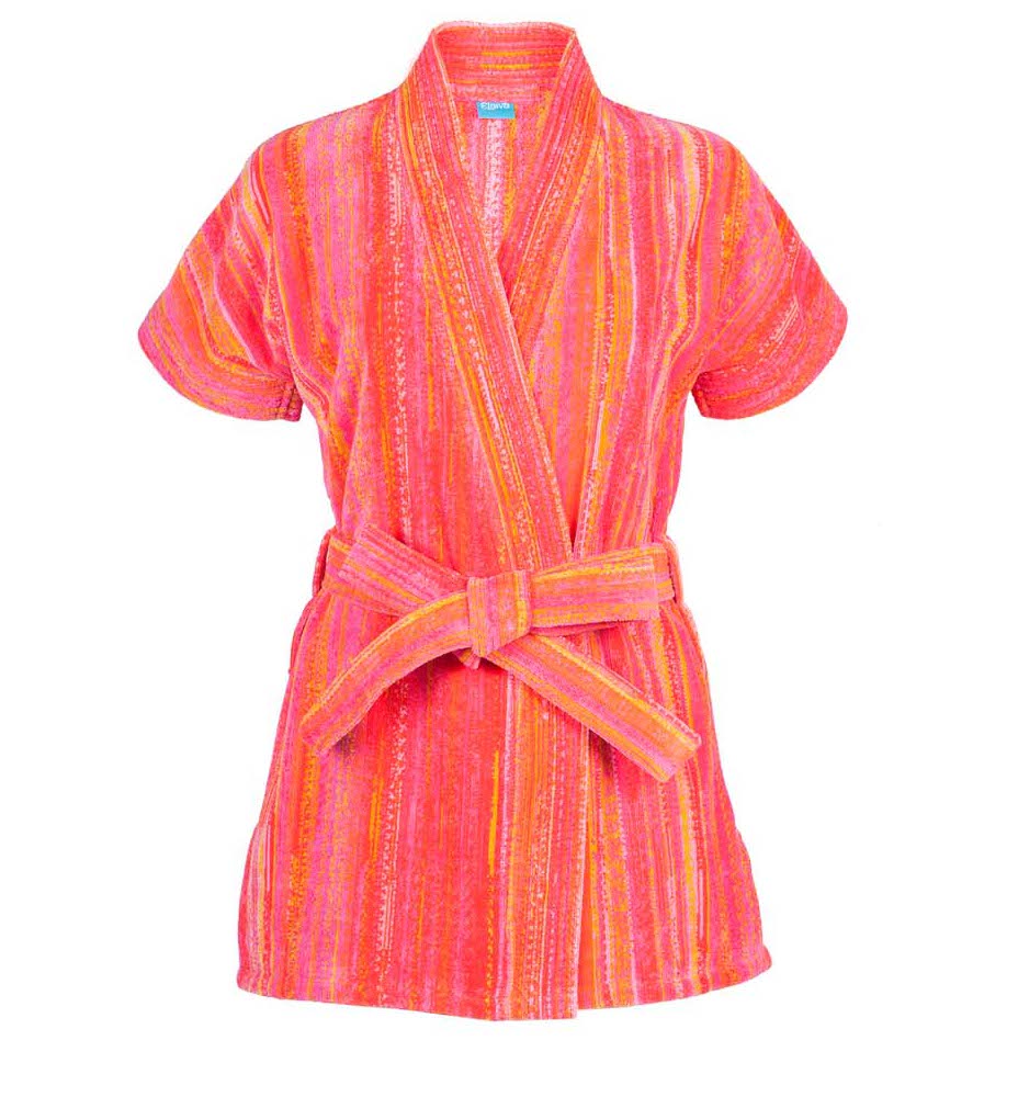 Elaiva Orange Shadows Kimono Beach Bath Robe | J Brulee Home