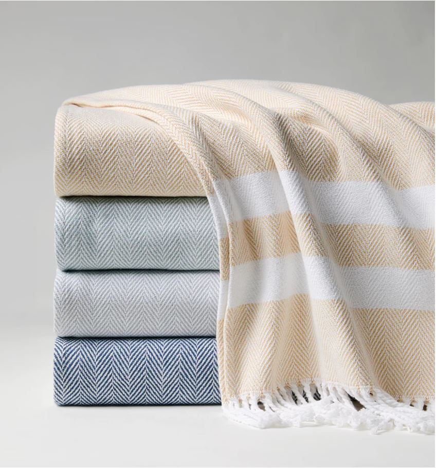 Soft Cotton Herringbone Throws - Sferra Aurora | J Brulee Home