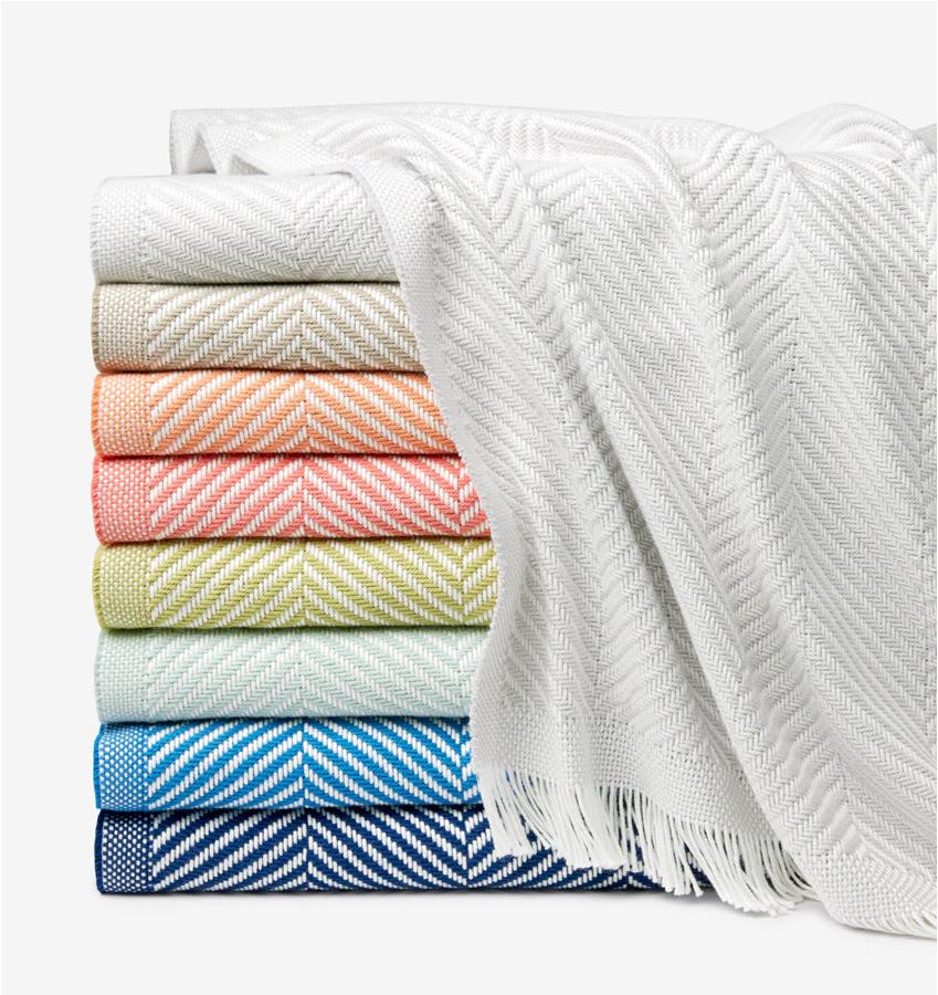 Soft Cotton Herringbone Throws - Sferra Costa | J Brulee Home