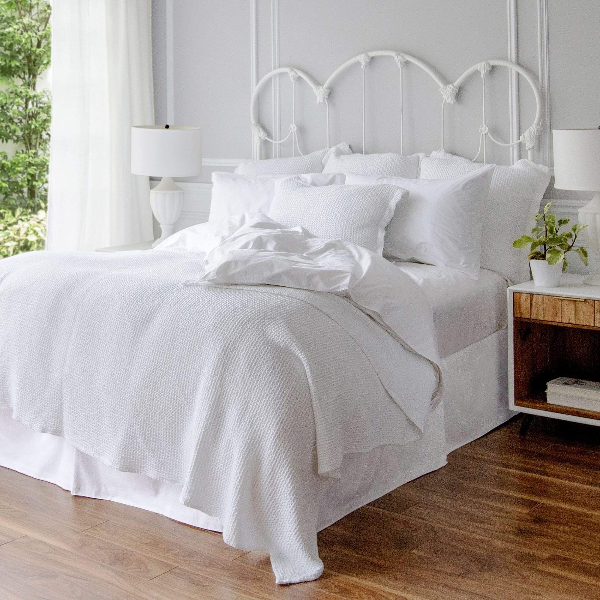 St. Geneve Michelle Cotton Waffle Bedding in White or Platinum