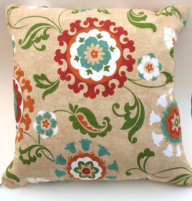 red and turquoise pillows
